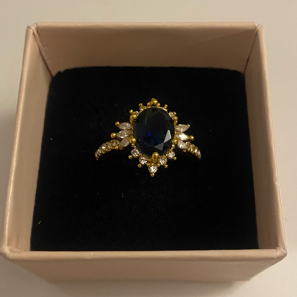 Gold Sapphire Zircon Ring - Picture 2 of 2